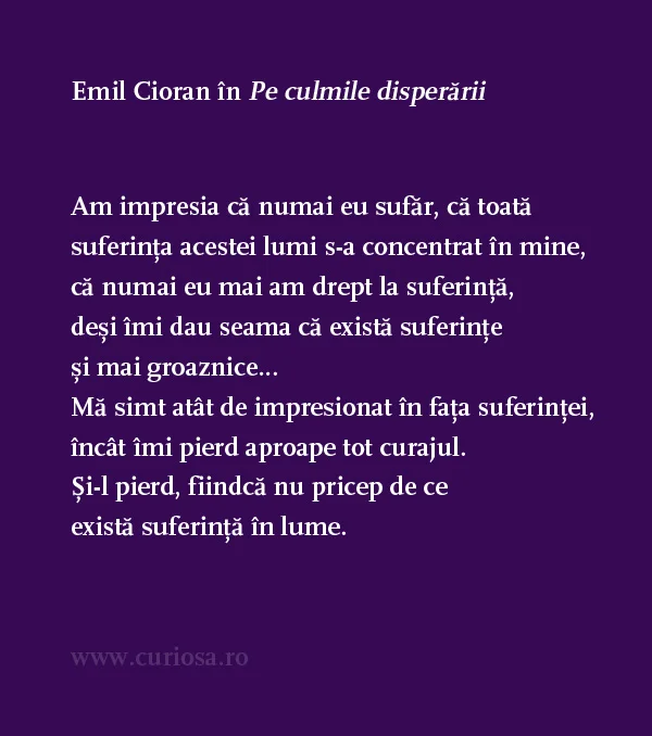 emil cioran despre suferinta