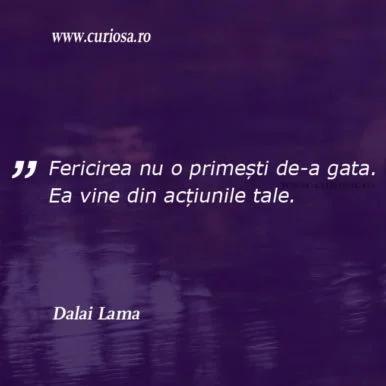 citat Fericirea nu o primești de-a gata. Ea vine din acțiunile tale.