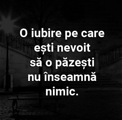 suferinta o iubire pe care esti nevoit sa o pazesti nu inseamna nimic