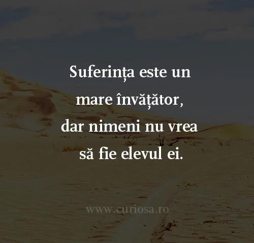 suferinta este un mare invatator